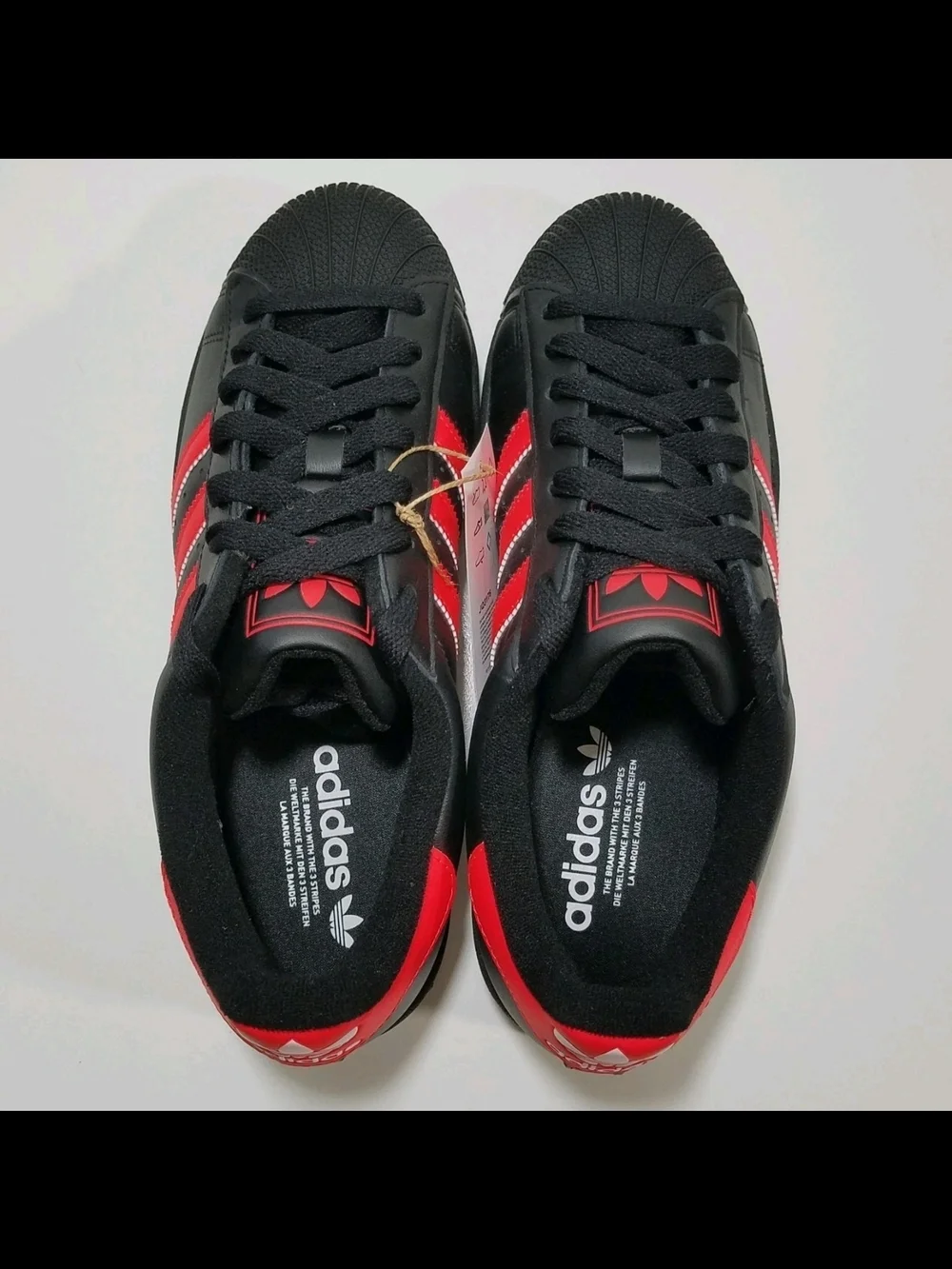 Unisex Adidas Superstar 2 Black Red Leather Sneakers Men’s 11.5